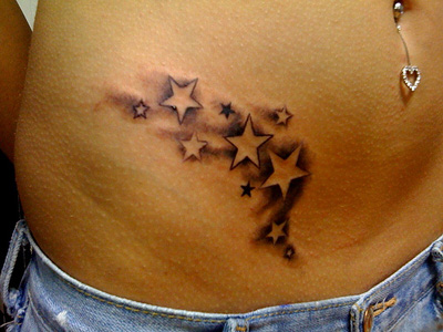 heart and stars tattoos for girls. hip bone star tattoo hip heart