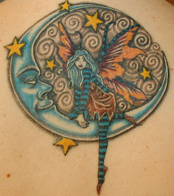 fairy tattoos design. Moon Star Fairy Tattoos