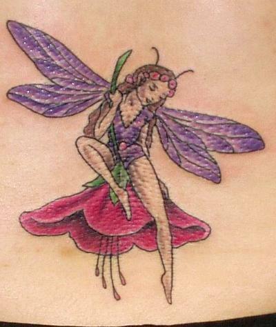 fairy with flower tattoos