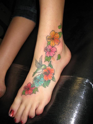 Sub-Categories of Tattoos » Foot Tattoos: Flower Foot Tattoos … Ankle 