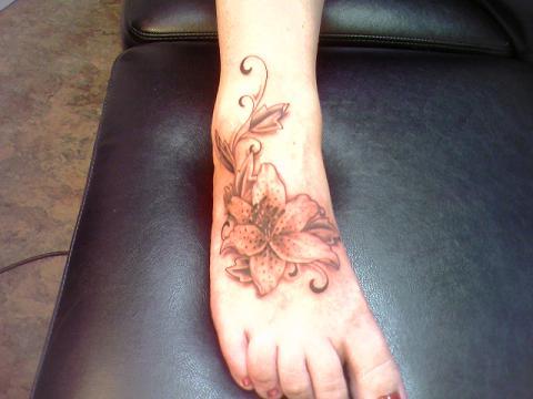 foot flower tattoos