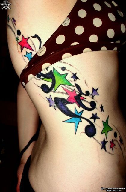 Popular emo girl with emo star tattoo.