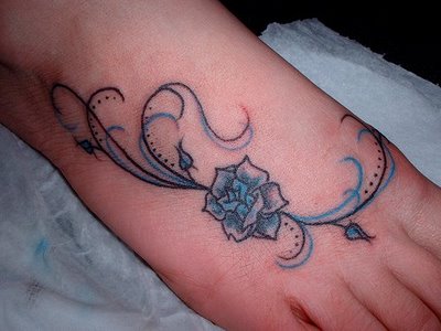 flower foot ankle tattoos