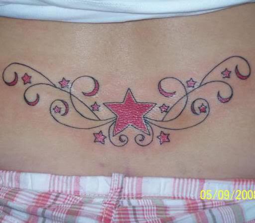 Lower back Star tattoo design offers a wide range of colors �