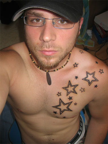 flowers tattoos on chest. star chest tattoos